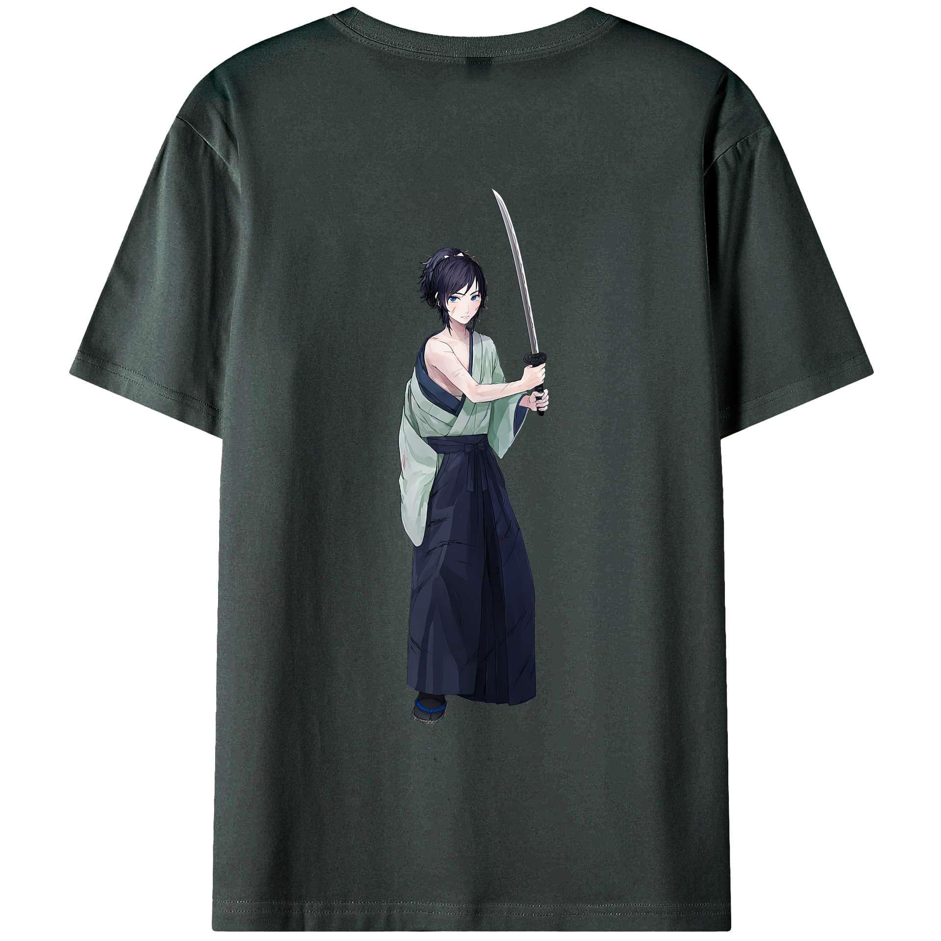 （画像用） 刀剣乱舞 Touken Ranbu 綿100％ メンズ半袖Tシャツ（バックプリント） 通気性